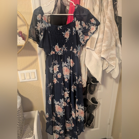 Lily Rose Navy and Pink Floral High Low Dress - Picture 7 of 7